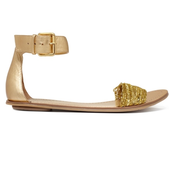 gold weave sandals